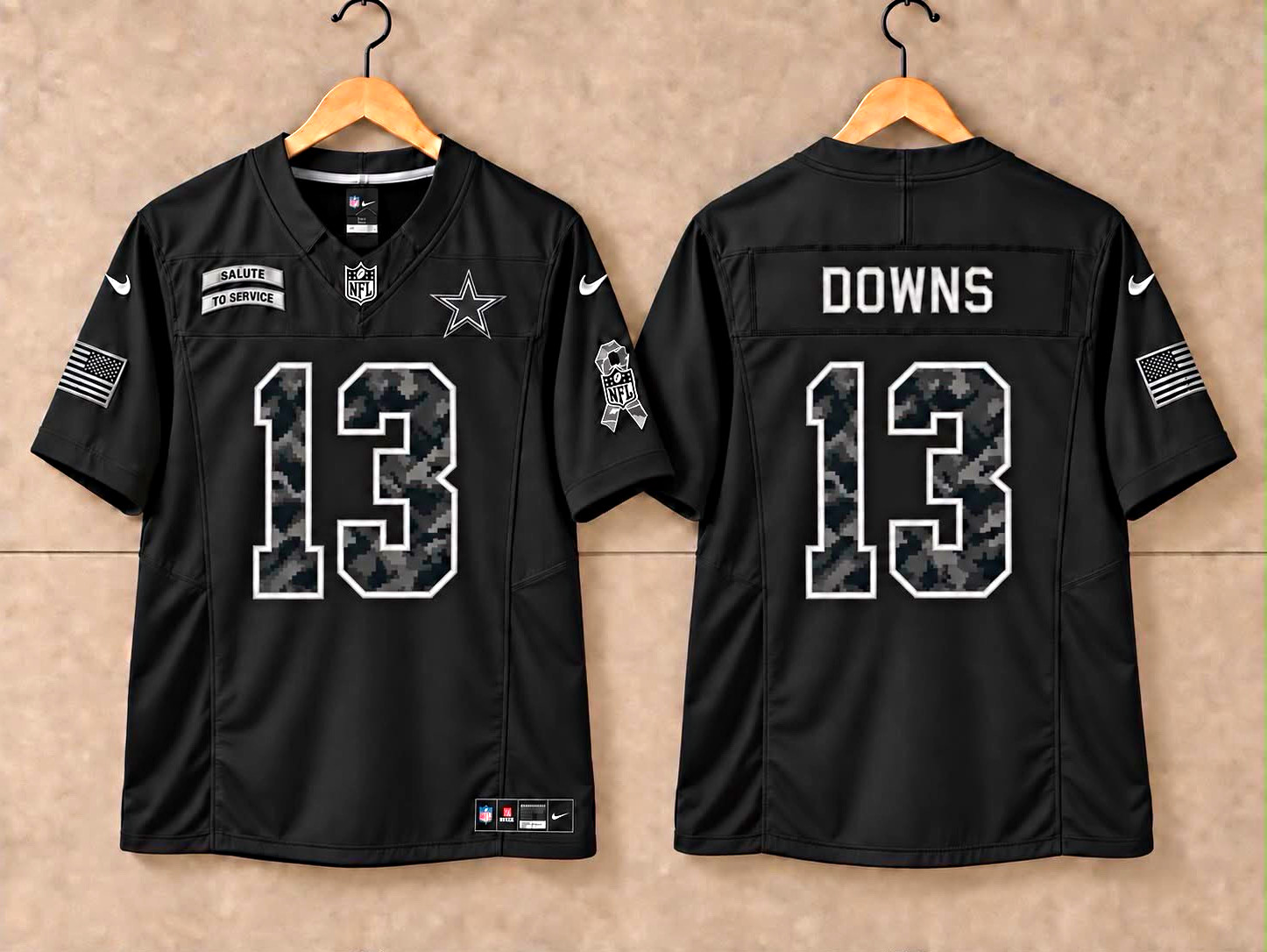 Nike Dallas Cowboys Caleb Downs #13 Football Jersey Black salute to service Nike Dallas Cowboys Caleb Downs #13 Football Jersey Black salute to service