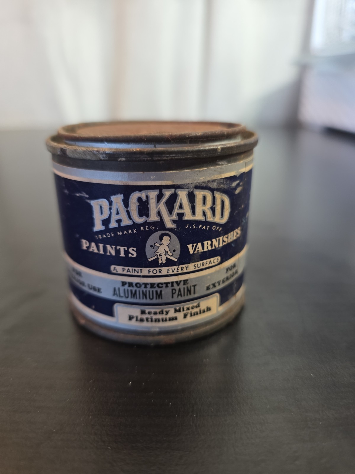 Vintage Packard Paints/Varnishes Can Aluminum Paint Platinum Finish Paper Label Vintage Packard Paints/Varnishes Can Aluminum Paint Platinum Finish Paper Label