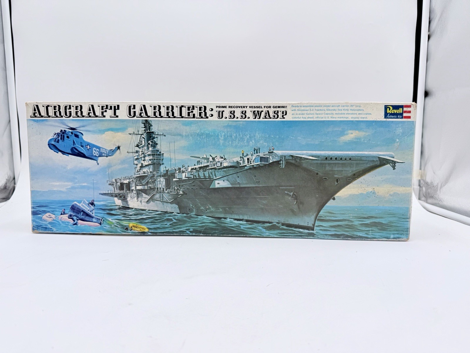 Vintage Revell USS Wasp Aircraft Carrier Model Kit H-375 1/540 Gemini Recovery S Vintage Revell USS Wasp Aircraft Carrier Model Kit H-375 1/540 Gemini Recovery S