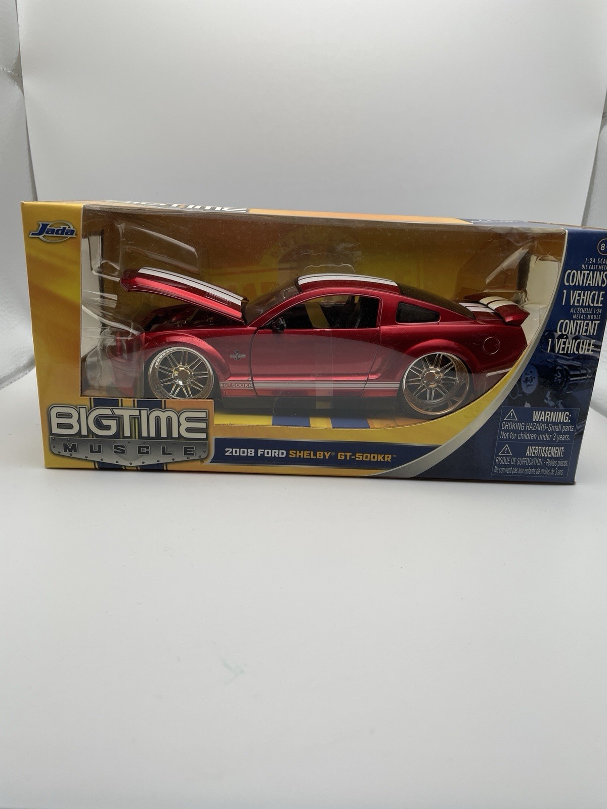Jada Big Time Muscle 2008 Ford Shelby GT-500KR 1:24 Red Diecast NIB Jada Big Time Muscle 2008 Ford Shelby GT-500KR 1:24 Red Diecast NIB