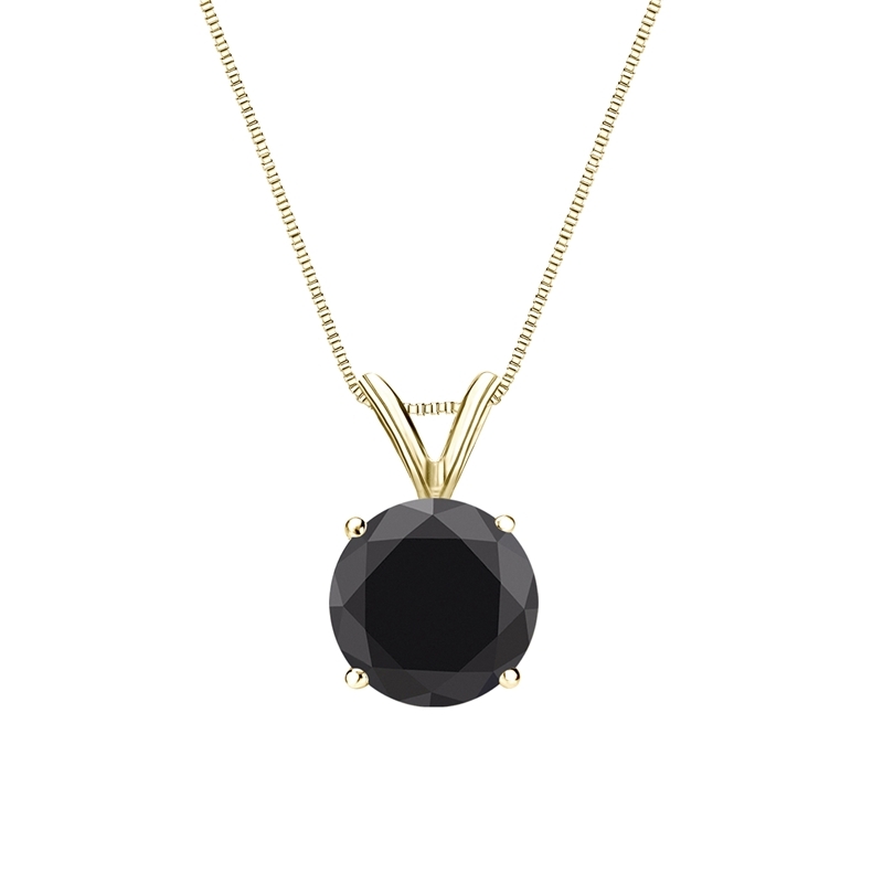 0.25 - 2.00 ctw Certified Black Diamond Solitaire Pendant in 14k Gold 0.25 - 2.00 ctw Certified Black Diamond Solitaire Pendant in 14k Gold