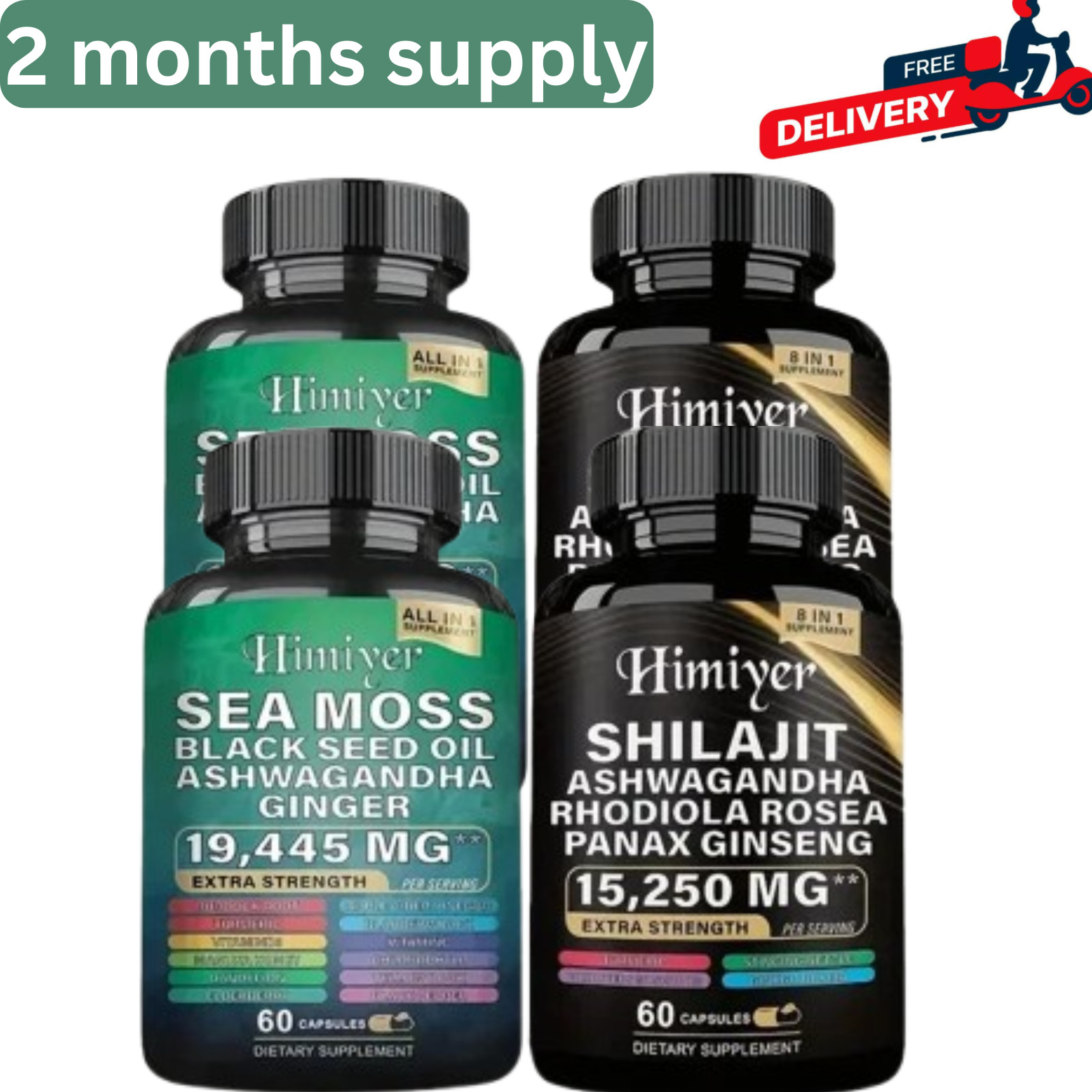 Dynamic Vitality Bundle - Sea Moss Multivitamin & Shilajit Power Combo 240 Ct
