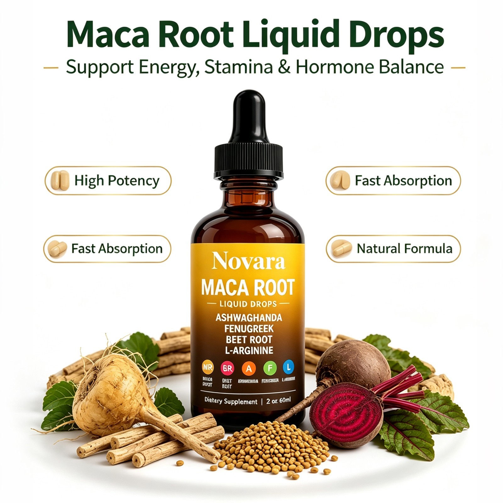 Novara Organics Maca Root, Organic Natural Herbal Supplement