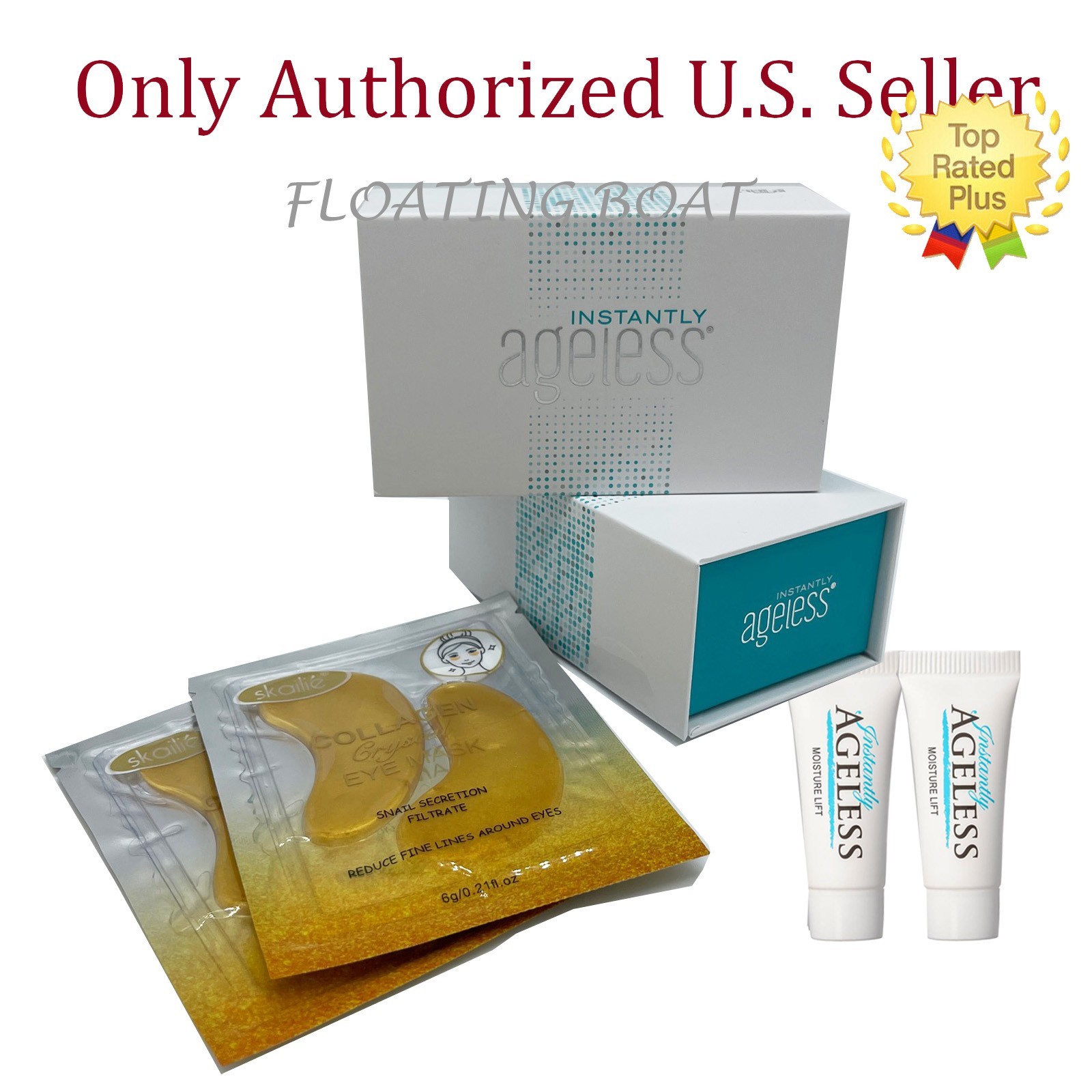 2 Packs Instantly Ageless Face lift, Wrinkle remover 50 Vials +2 Free Eye Masks