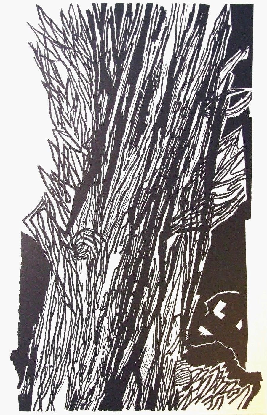 HANS ORLOWSKI ltd ed mounted original woodcut, tree, 1961, 14 x 11” DP001 HANS ORLOWSKI ltd ed mounted original woodcut, tree, 1961, 14 x 11” DP001