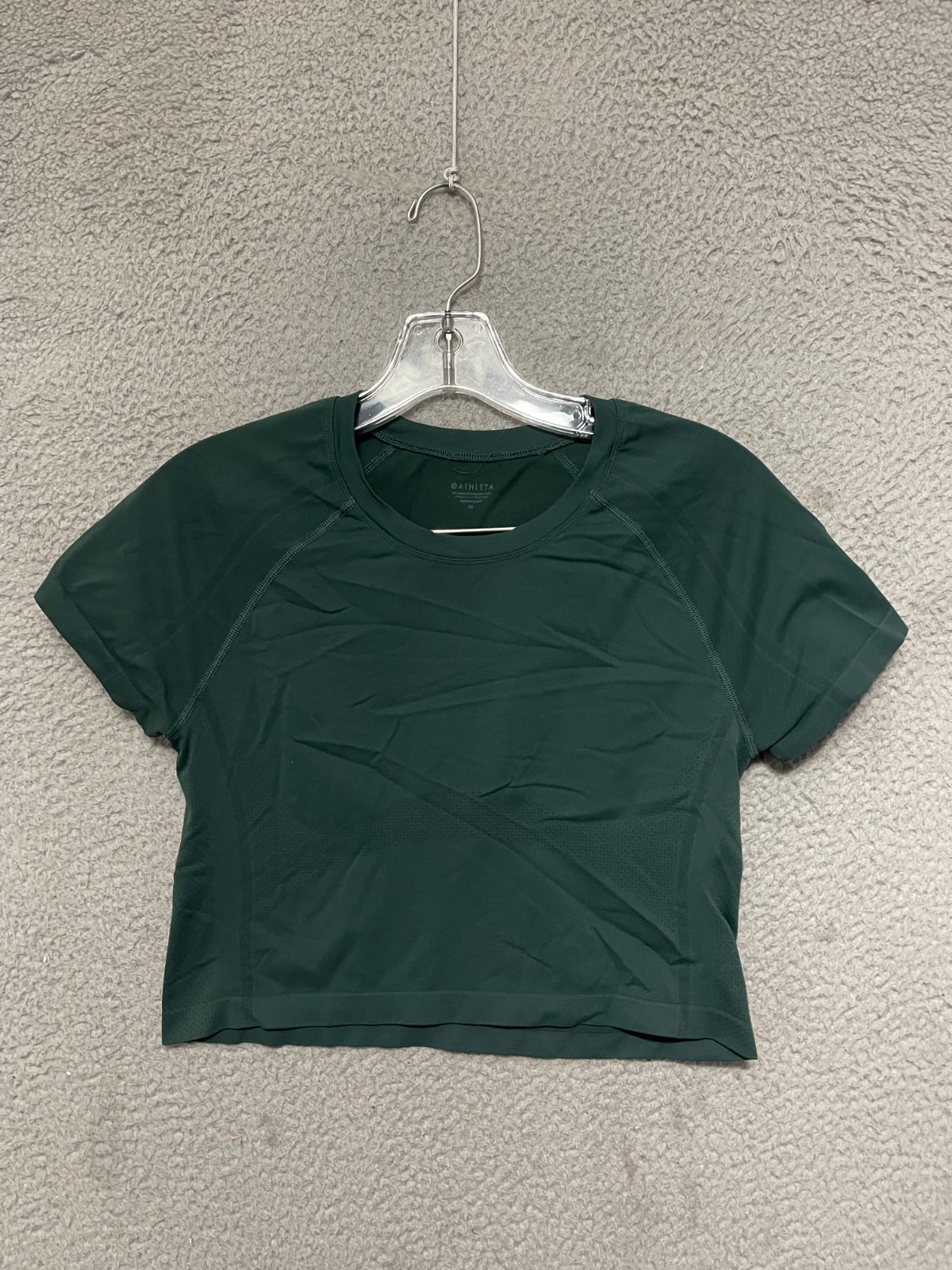 Athleta Womens Compression Top Size Medium Green Short Sleeve Adult
