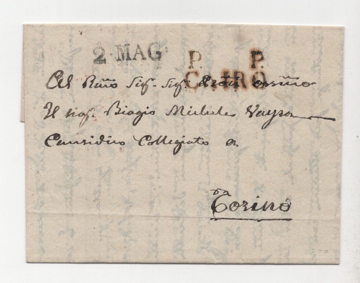 Egypt To Italy 1826 Cairo To Torino Official Govt. Letter