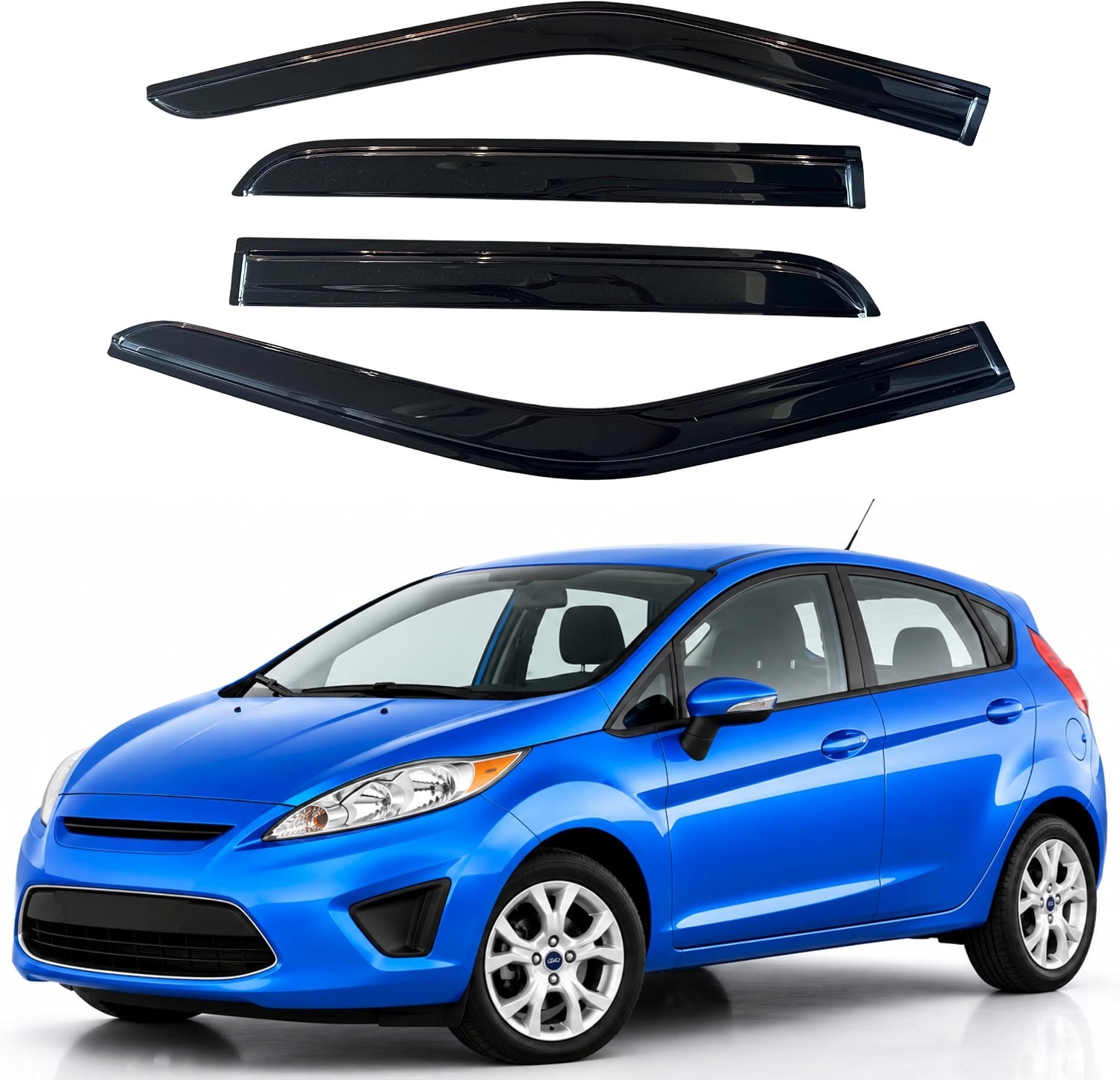 Window Visors Fit for 2009-2019 Ford Fiesta Hatchback, Out-Channel Rain Guards 