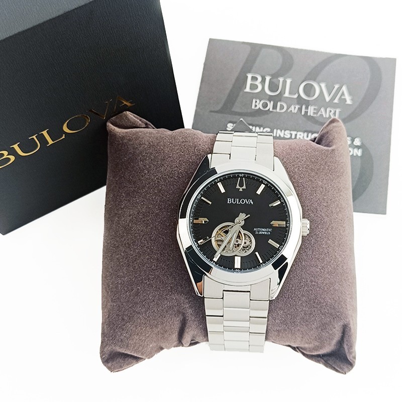 Bulova Surveyor Black Dial 96A270 Men Automatic Chronograph Steel Watch 42mm