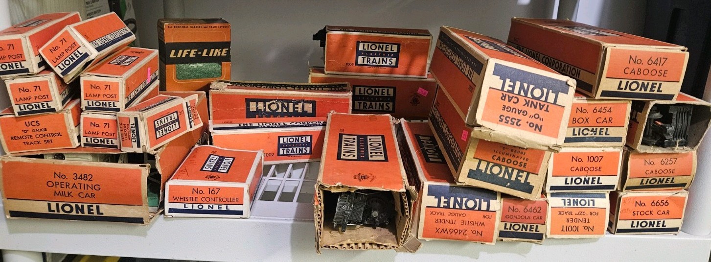 Lot of LIONEL O Gauge Trains Track Switches & Miscellaneous Items