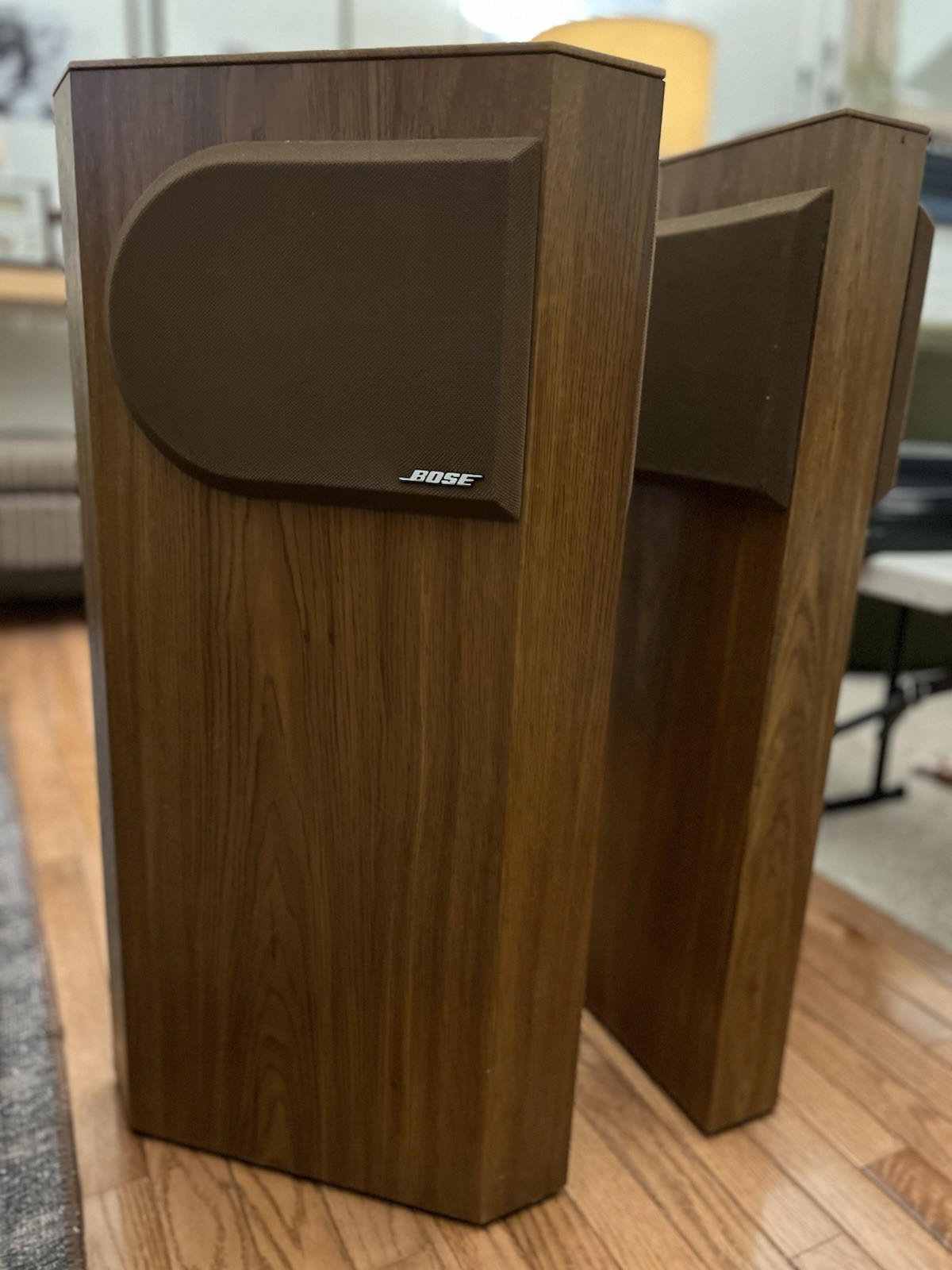Vintage Bose 401 Direct Reflecting Stereo Speakers Pair Wood Finish Tested Works