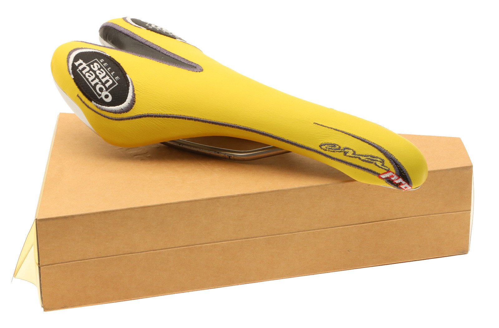 Selle San Marco Era Pro Saddle Titanium Rails Yellow Leather 2001 NIB NOS NEW Selle San Marco Era Pro Saddle Titanium Rails Yellow Leather 2001 NIB NOS NEW