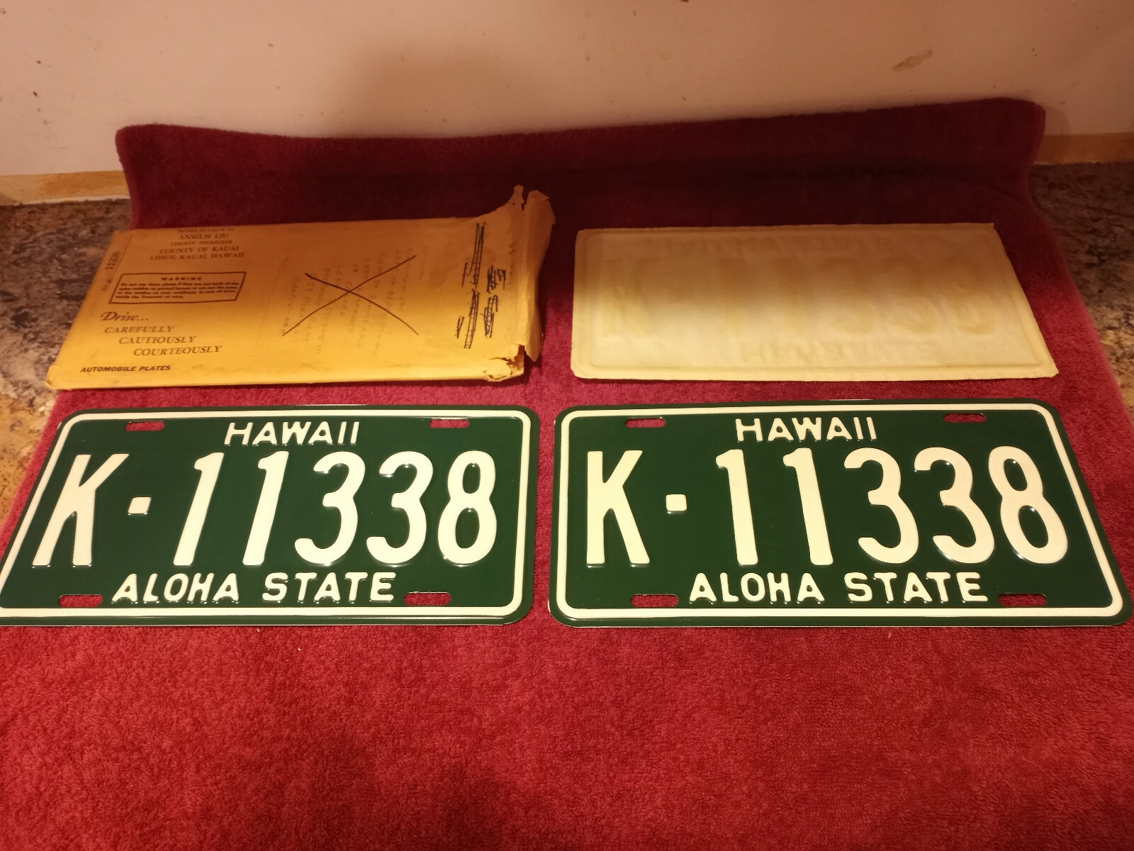 Vintage 1961-68 Hawaii License Plate Aloha State, Green K-11338 NOS