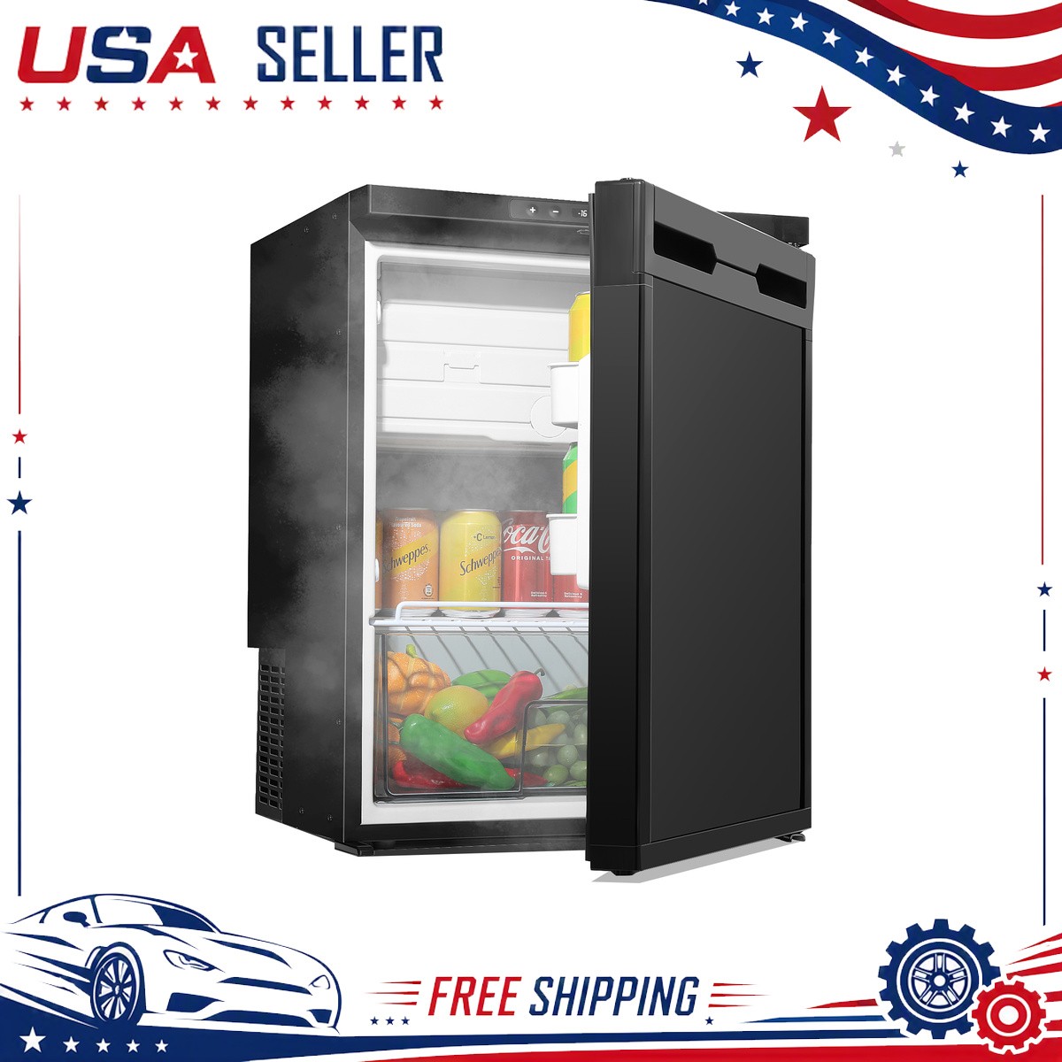 Truck Fridge With Freezer for Semi Truck RV Refrigerator AC DC Fridge