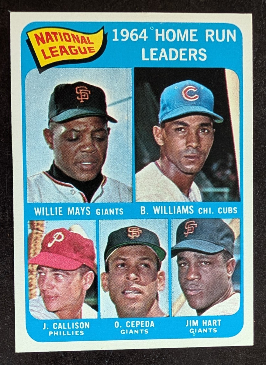1965 Topps Set-Break #4 Home Run Leaders Mays Cepeda B. Williams NRMT no creases 1965 Topps Set-Break #4 Home Run Leaders Mays Cepeda B. Williams NRMT no creases