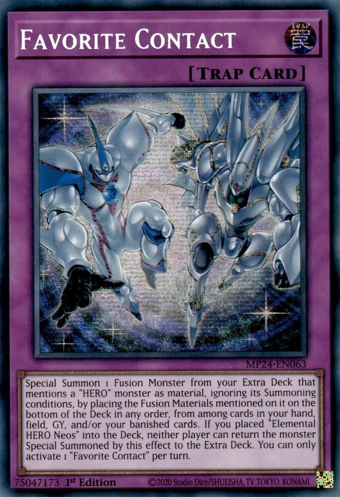 YUGIOH 1x Favorite Contact Prismatic Secret Rare MP24-EN063 NM YUGIOH 1x Favorite Contact Prismatic Secret Rare MP24-EN063 NM