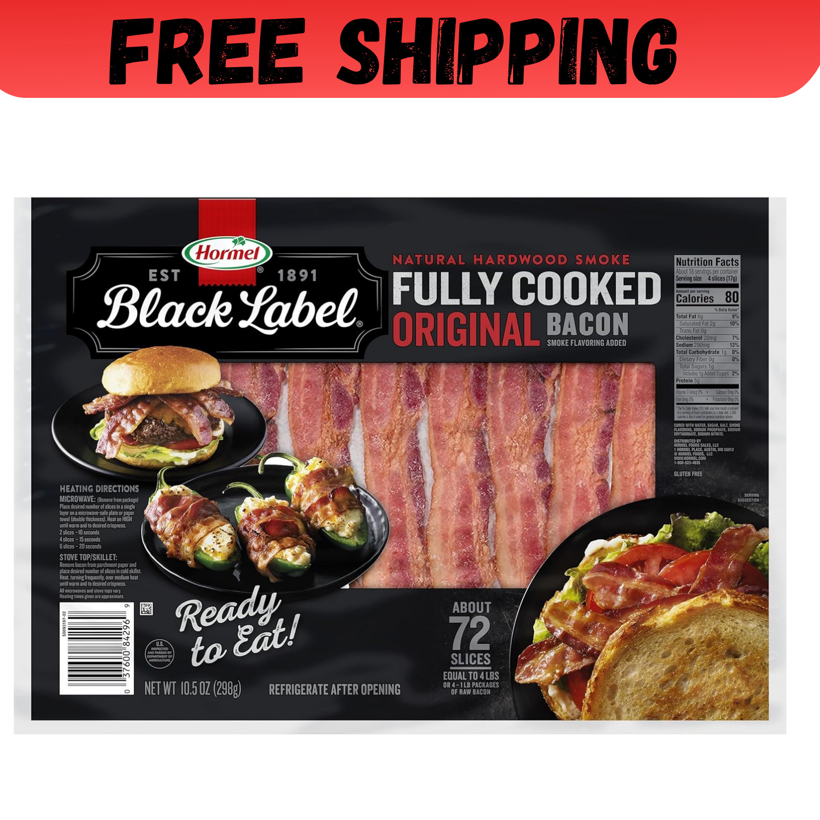 Hormel Black Label Fully Cooked Bacon10.5 Ounce Pack of 1