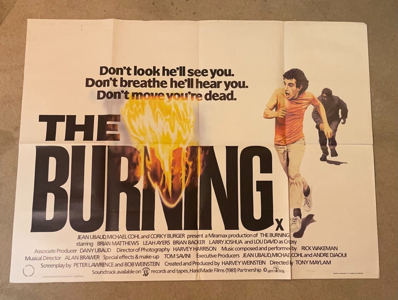 THE BURNING 1981 Vintage UK Quad Cinema Poster Cult Slasher THE BURNING 1981 Vintage UK Quad Cinema Poster Cult Slasher