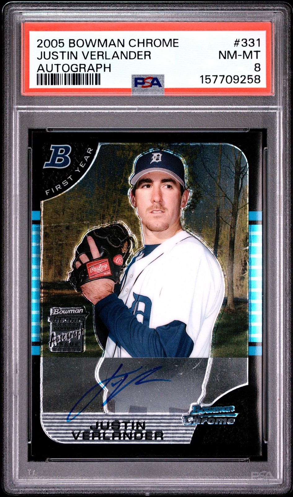 Justin Verlander 2005 Bowman Chrome Auto PSA 8 #331 Detroit Tigers Justin Verlander 2005 Bowman Chrome Auto PSA 8 #331 Detroit Tigers