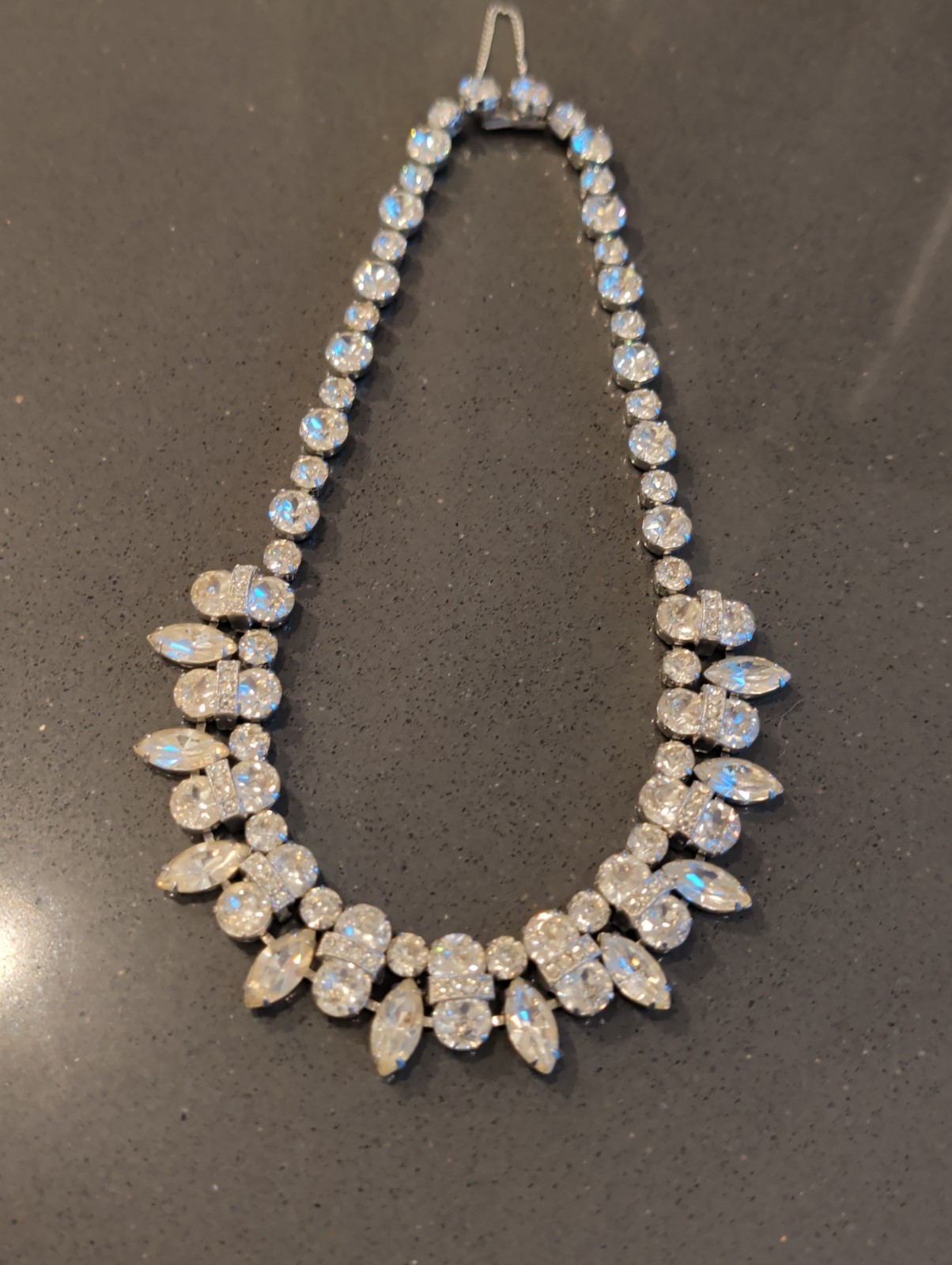 Gorgeous Vintage Eisenberg Ice Clear Rhinestone Necklace Stunning W100