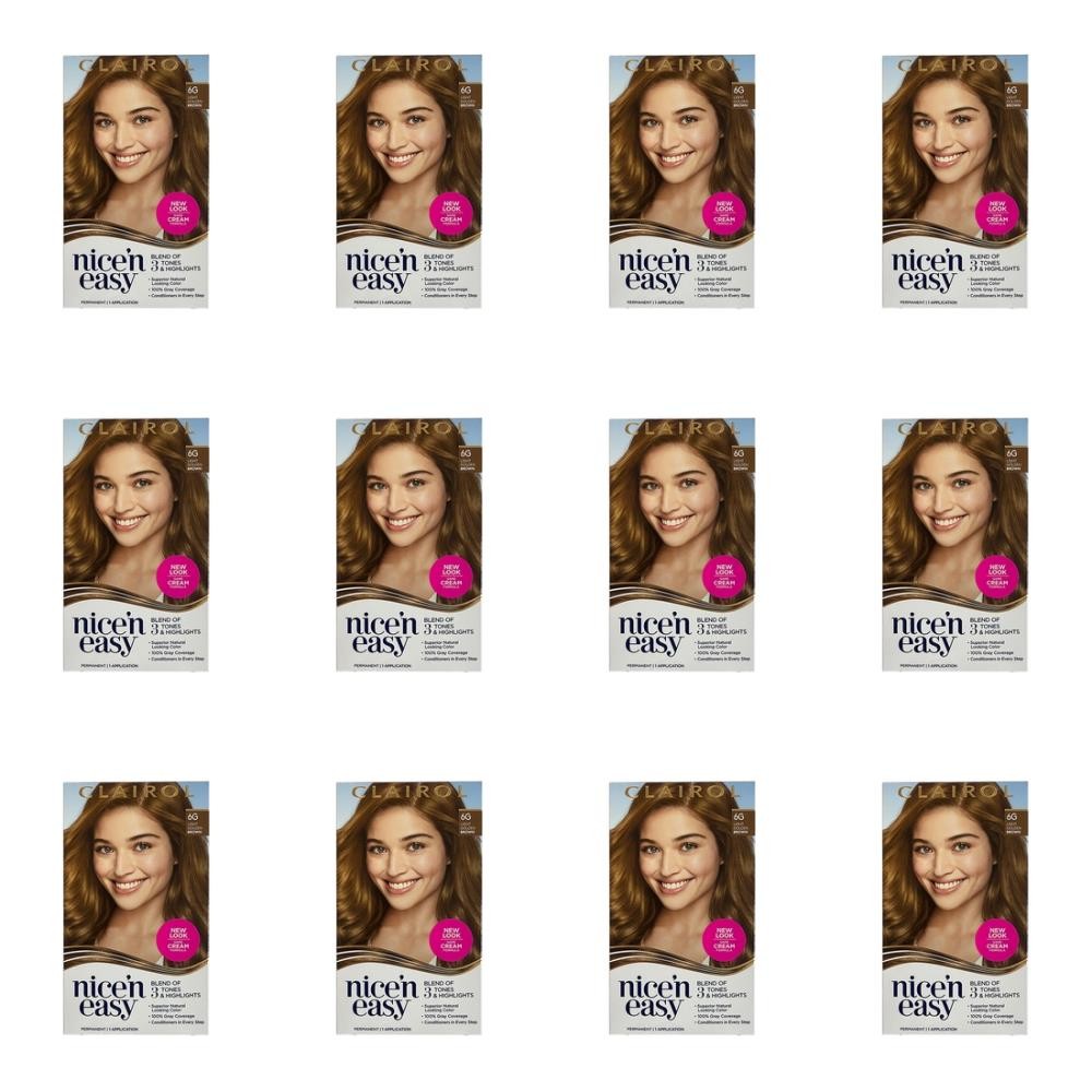 Pack of (12) New Clairol Nice\'n Easy Permanent Hair Color, 6G Light Golden Brown