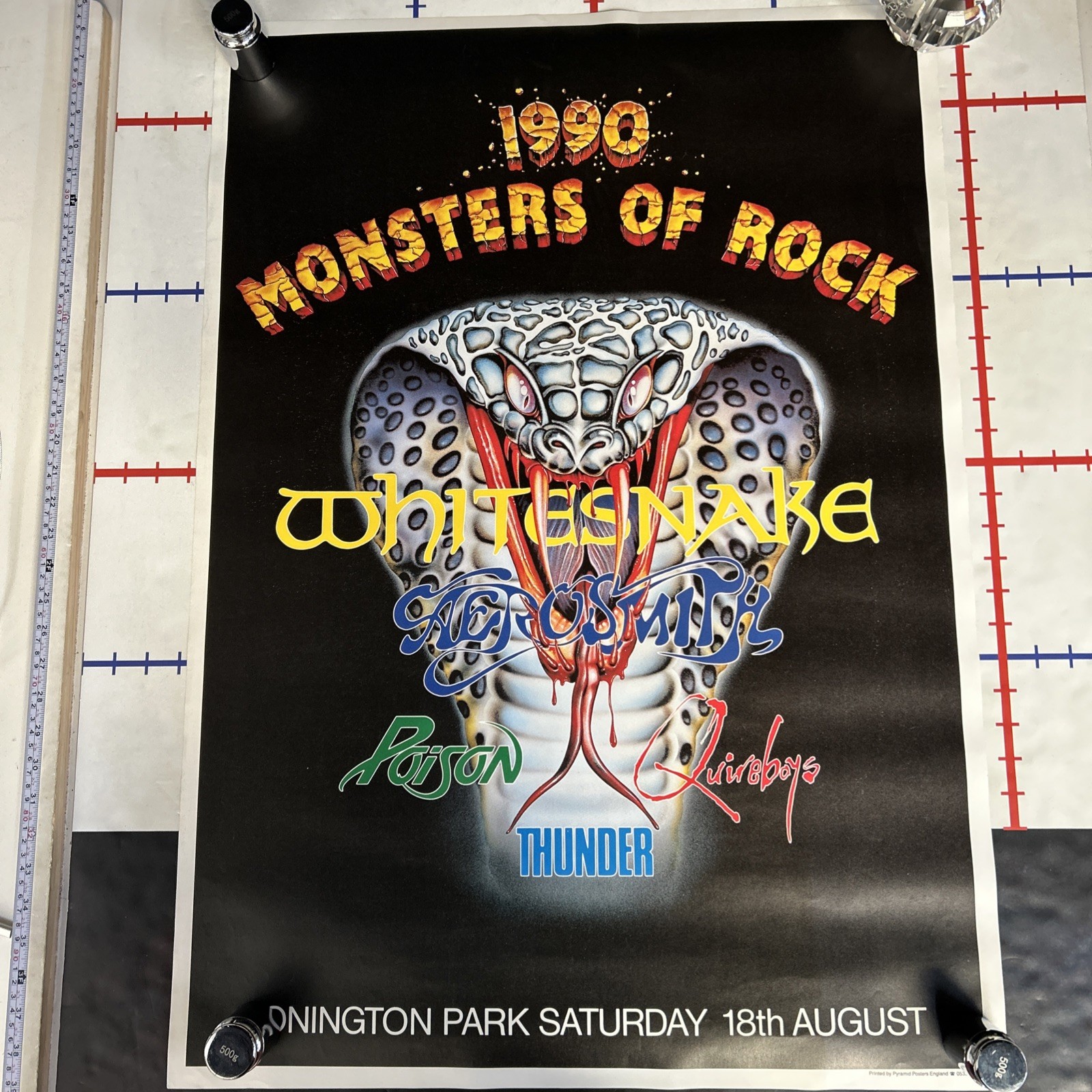 Vintage 1990 Monsters of Rock White Snake Aerosmith Poison Concert Poster
