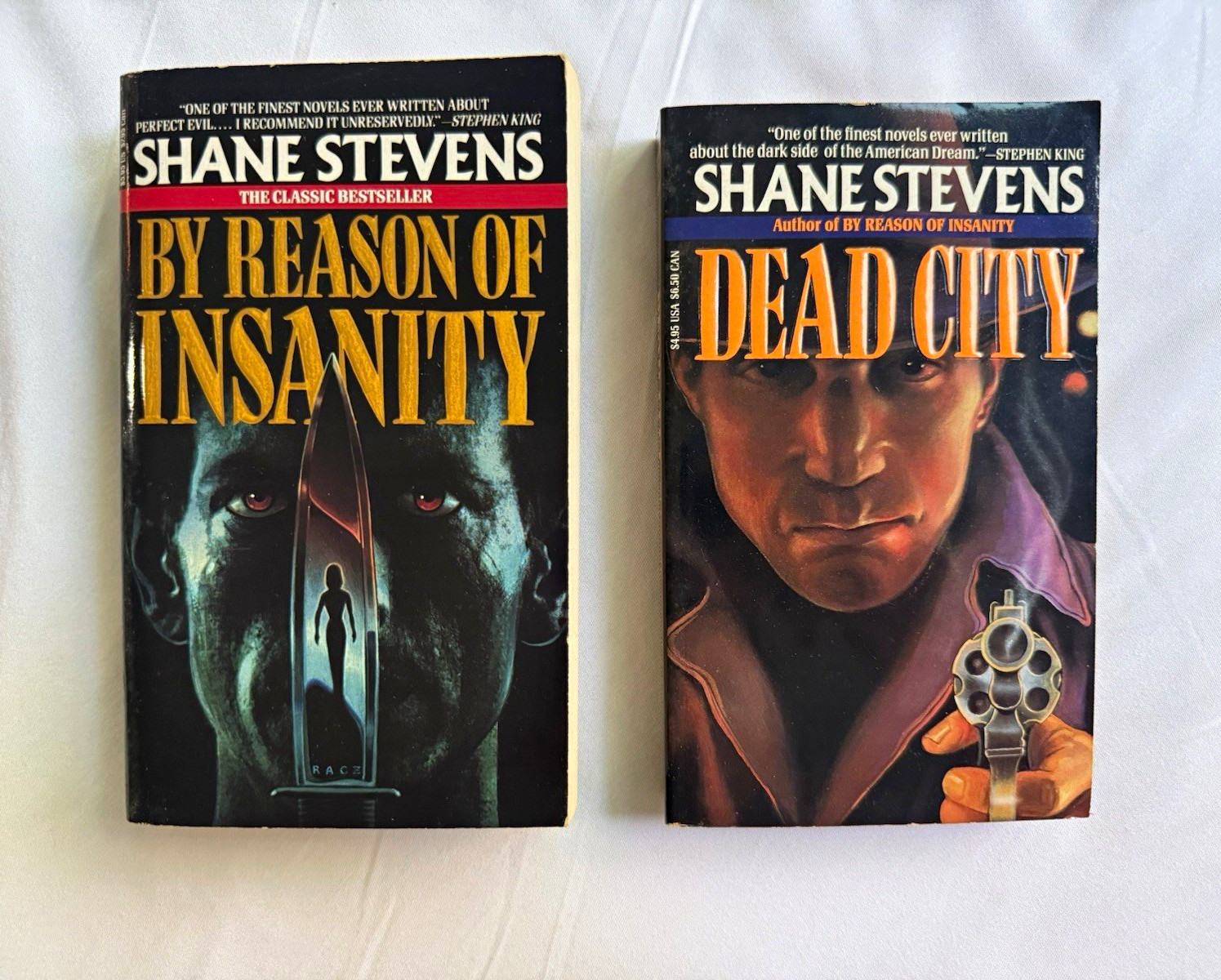 Shane Stevens By Reason of Insanity & Dead City Vintage Crime Lot 1990 1992