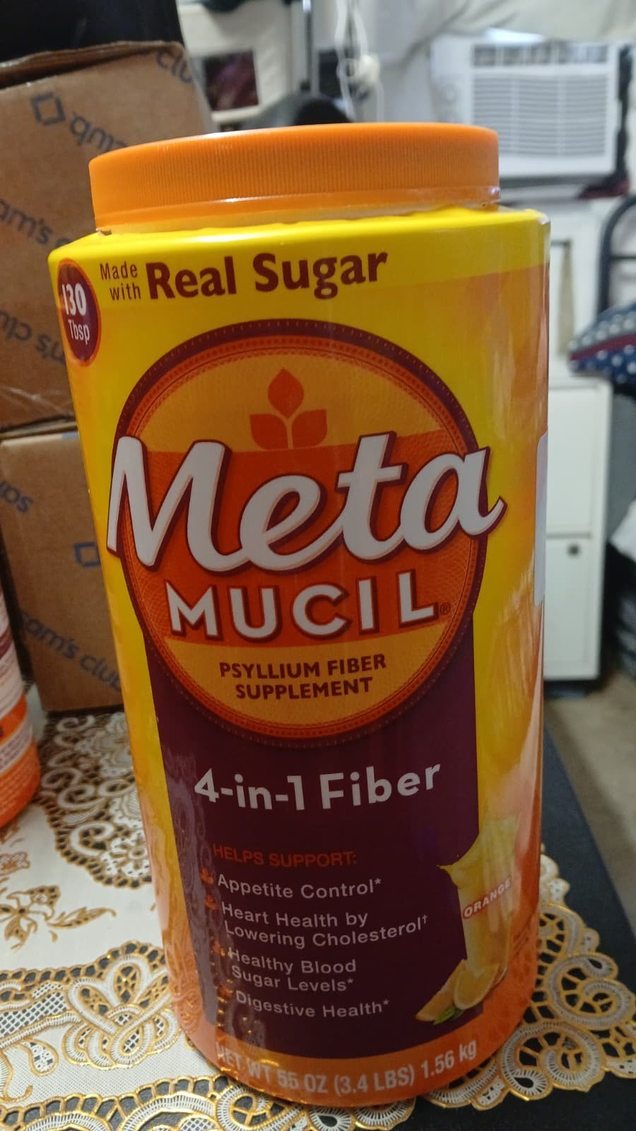 Metamucil 4-in-1 Fiber Supplement Orange 3.4 lb Made With Real Sugar Exp 12/2028