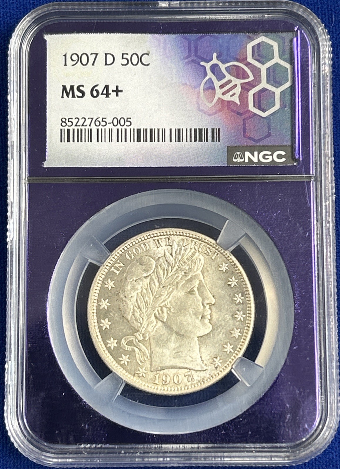 1907-D 50c Barber Half Dollar ~ NGC MS64+ - Purple Core 1907-D 50c Barber Half Dollar ~ NGC MS64+ - Purple Core