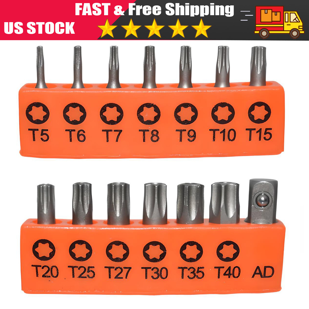 14*Torx Hex Bit Set Security Tamper Proof Torx Star Resistant S2 Steel T5-T40
