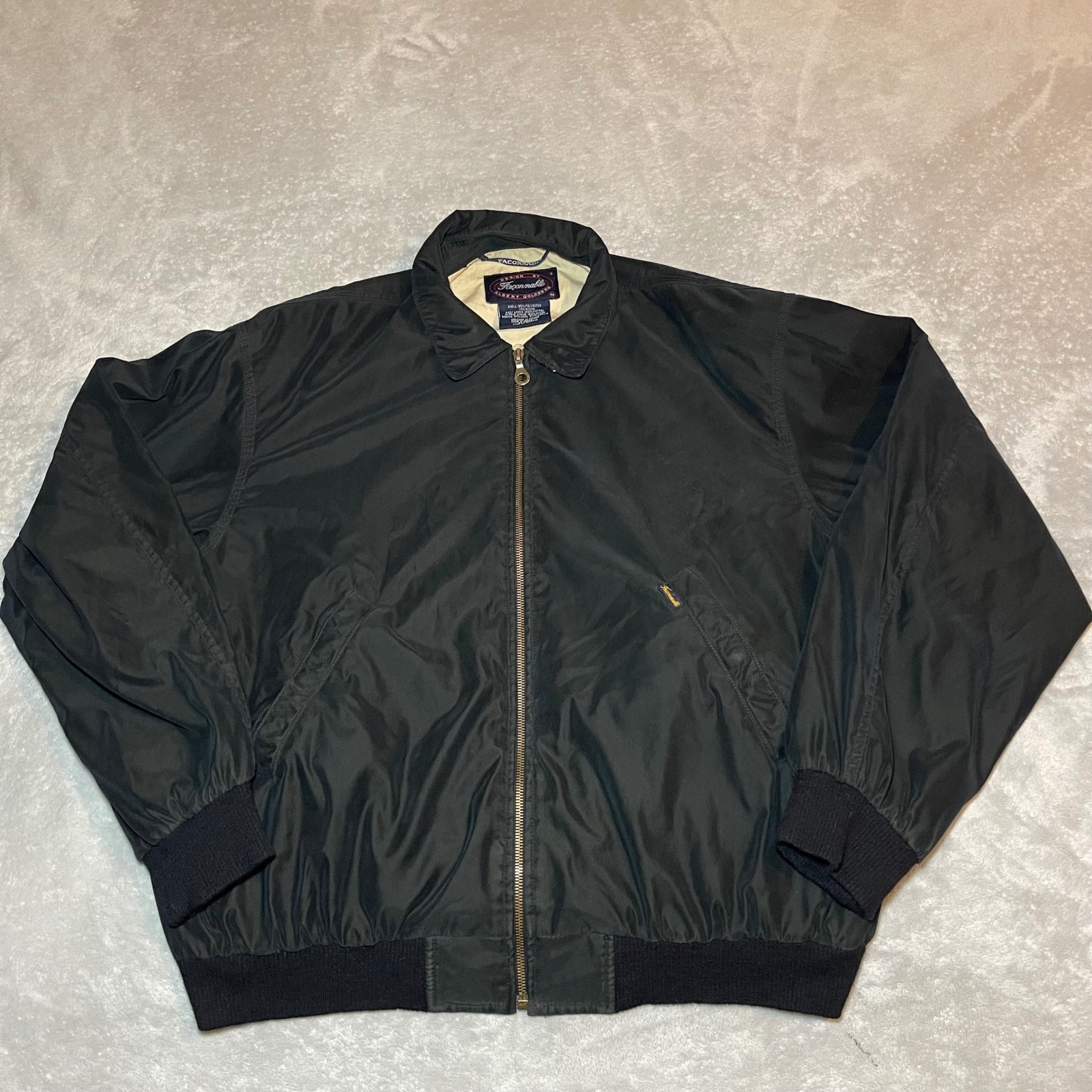 Vintage Faconnable Albert Goldberg Jacket Mens M Black Water Resistant Bomber