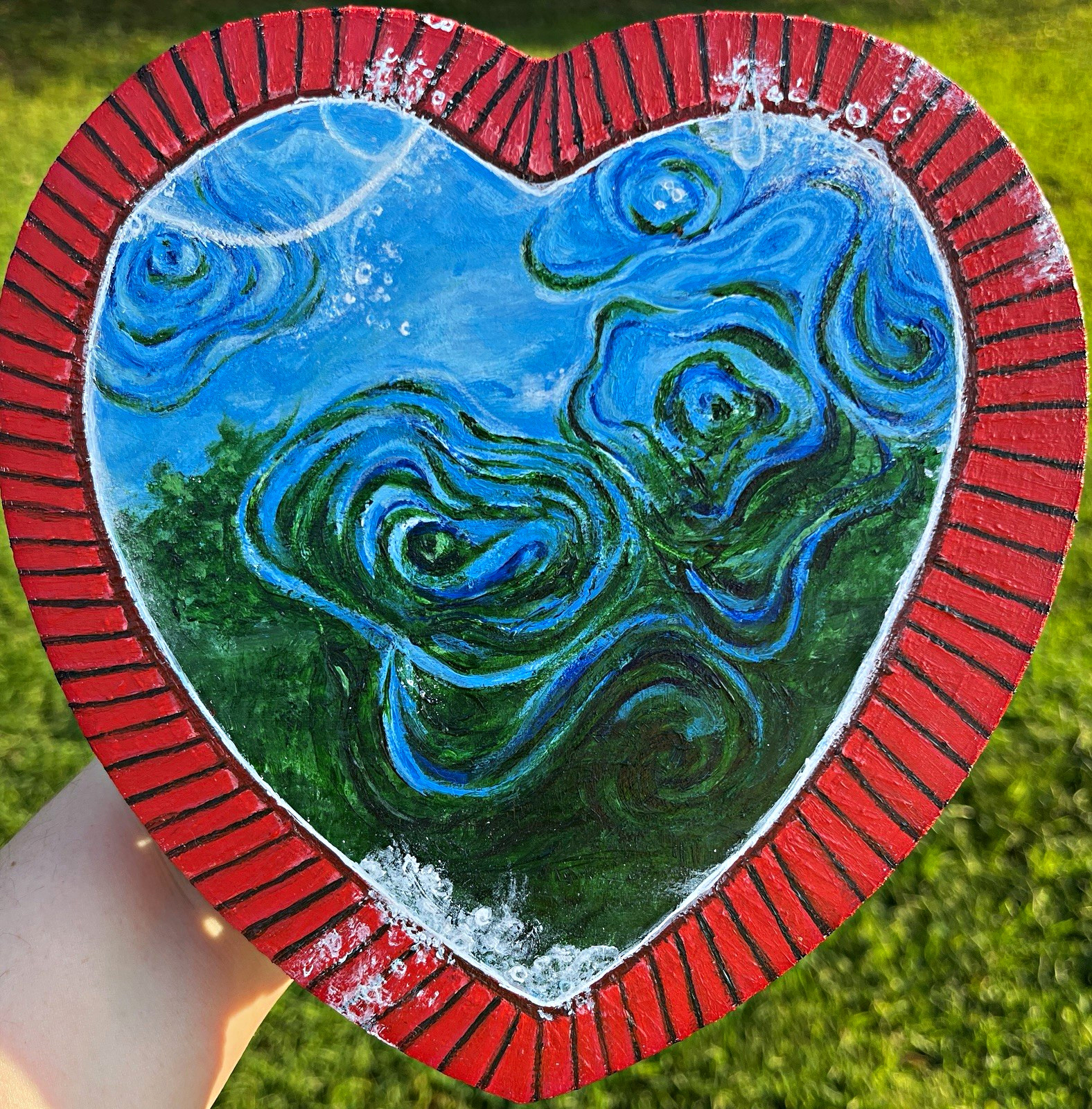 Original abstract acrylic painting 8” heart shaped canvas JamieMakesArt Original abstract acrylic painting 8” heart shaped canvas JamieMakesArt