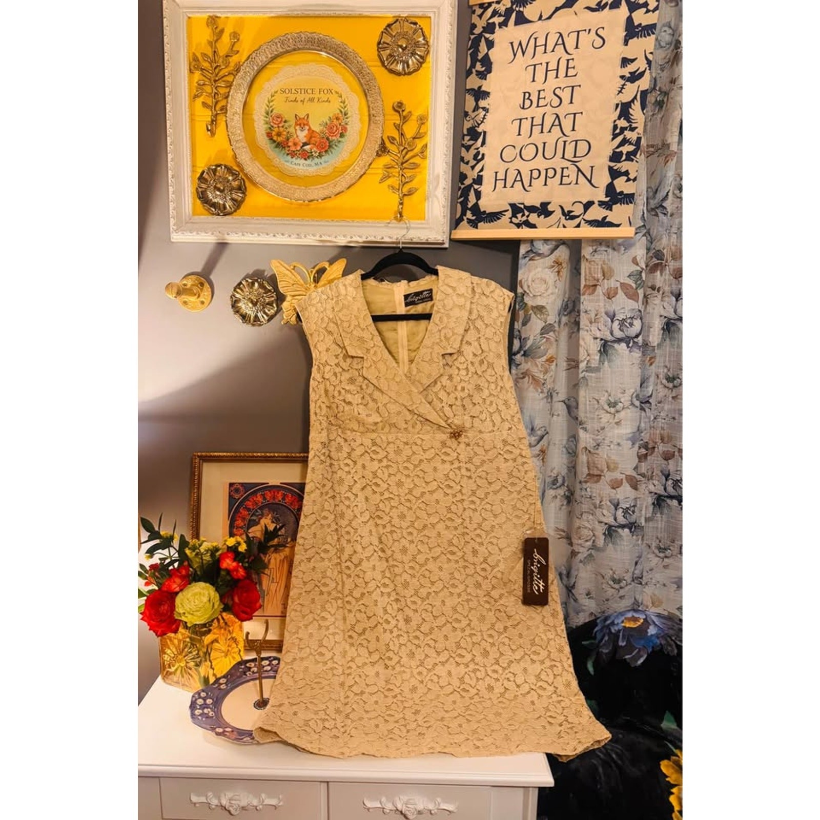 Vintage Brigitte German Designer Dress NWT 🇩🇪 60s/70s Mod Floral Shift L/XL