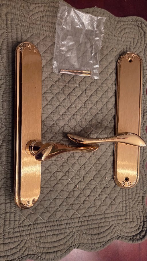 Pella Inactive Fixed Right Hand LH Handle Set French Door Polished Brass- New Pella Inactive Fixed Right Hand LH Handle Set French Door Polished Brass- New