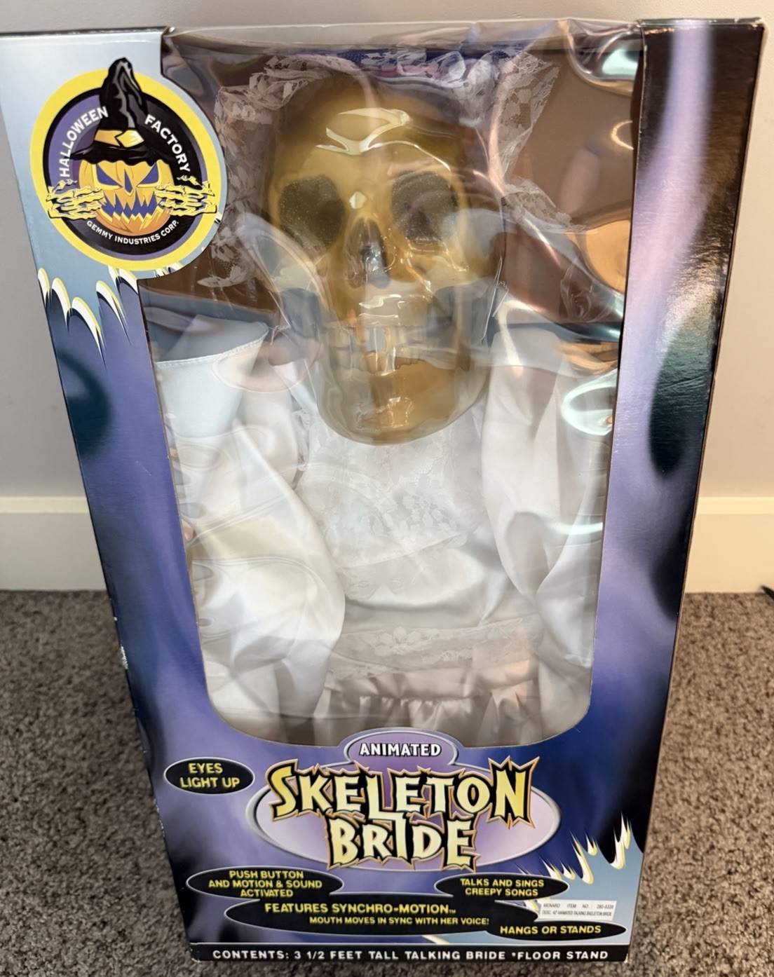 NEW 1998 GEMMY Skeleton Bride Animated Talking Sings Creepy Songs 3.5' VINTAGE NEW 1998 GEMMY Skeleton Bride Animated Talking Sings Creepy Songs 3.5' VINTAGE