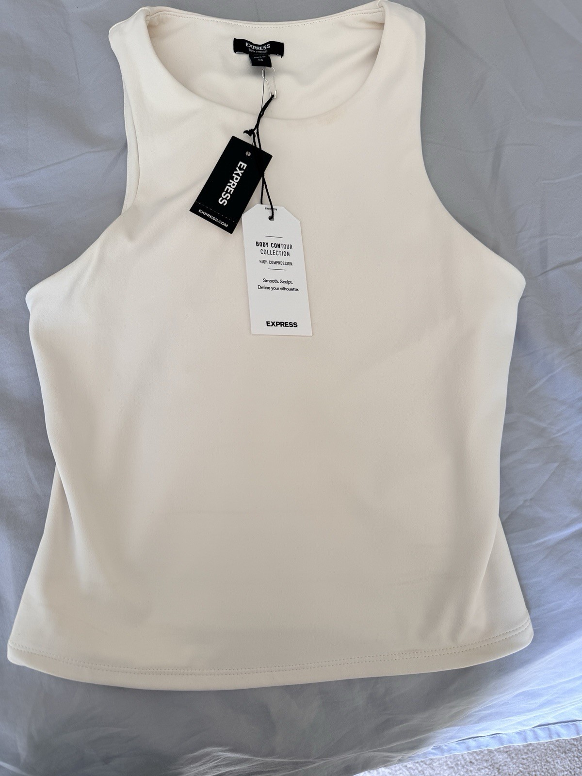 Express Body Contour Women’s Tank Top White Solid Sleeveless Round Neck XS Express Body Contour Women’s Tank Top White Solid Sleeveless Round Neck XS