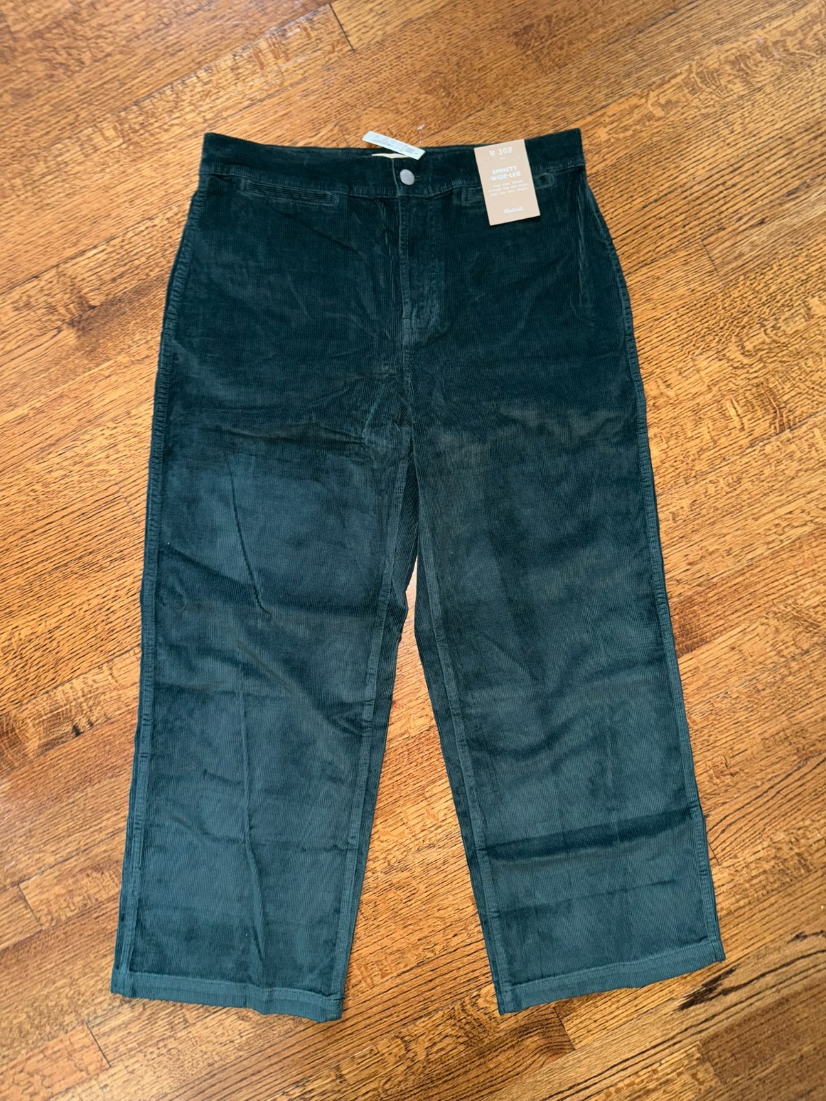 NWT Madewell Emmett Wide-Leg Pant In Corduroy {Welt Pocket Edition} - GREEN