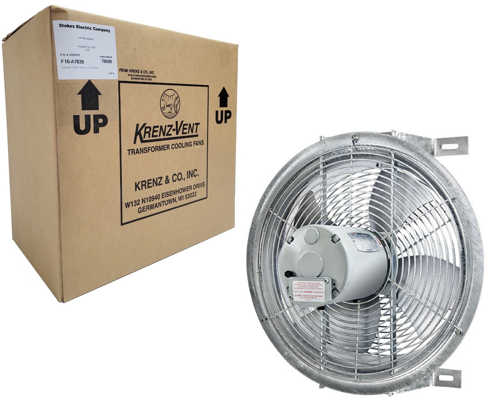 Krenz-Vent F16-A7839 Transformer Cooling Fan w/ A4P17NZ107B Motor ~ NEW