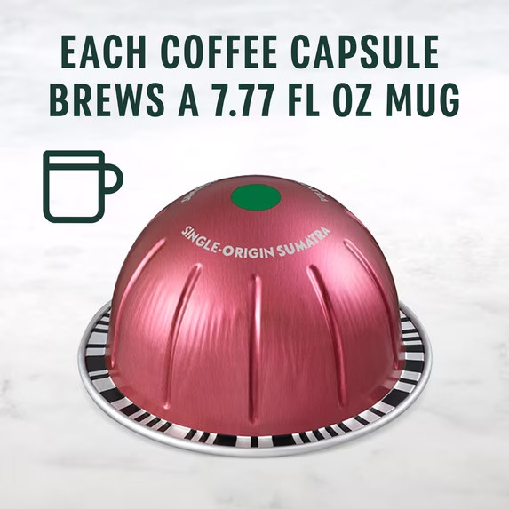 Starbucks by Nespresso Vertuo, Single-Origin Sumatra, Dark Roast 30 Count Starbucks by Nespresso Vertuo, Single-Origin Sumatra, Dark Roast 30 Count