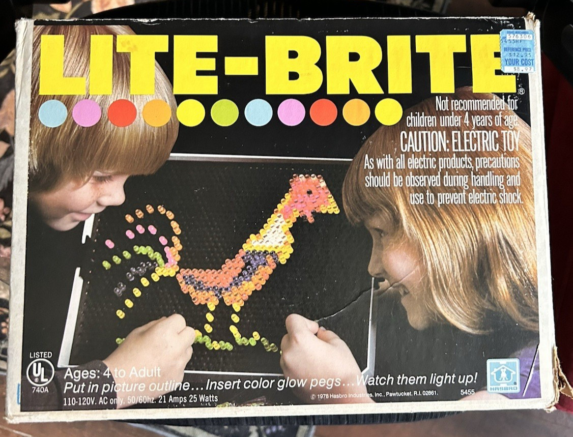Vintage 1973 Hasbro Lite Brite w/ Original Box, Base, & Pegs Vintage 1973 Hasbro Lite Brite w/ Original Box, Base, & Pegs