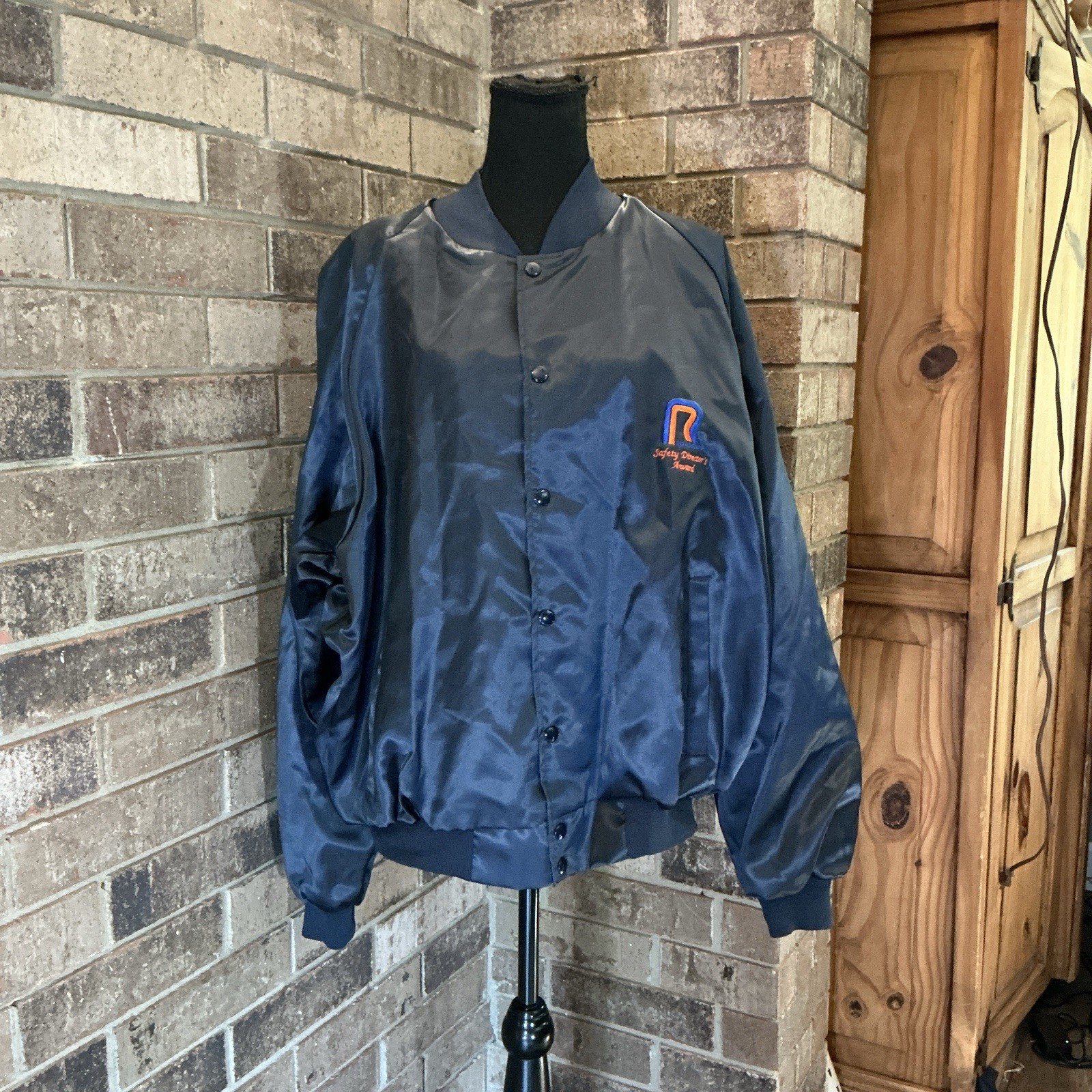 Vtg Roadway Trucking Satin Bomber Jacket Safety Director\'s Award Men\'s XXL #67F4