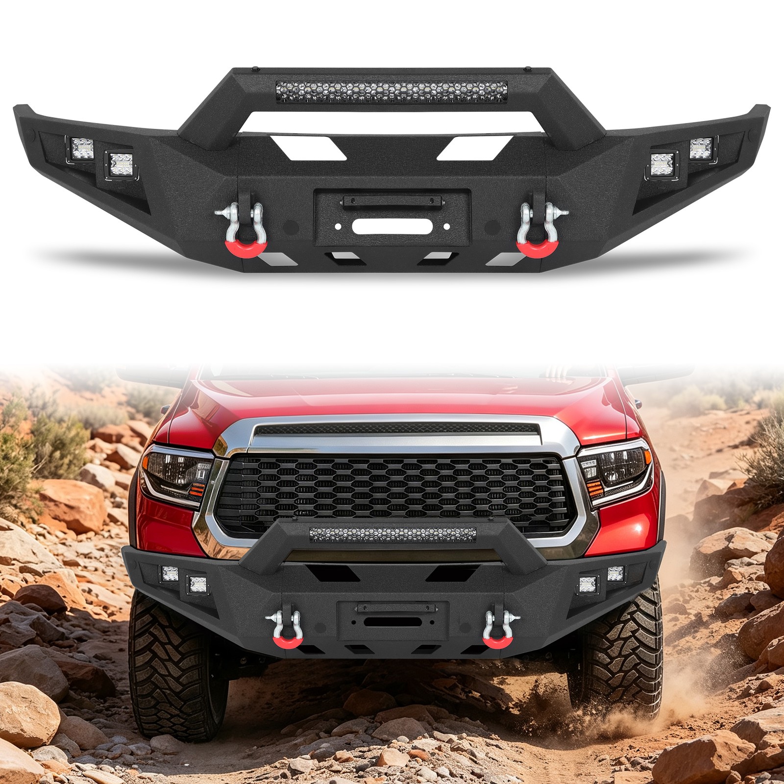 For 2014-2021 Toyota Tundra Steel Front / Rear Bumper W/Winch Plate Sensor Holes