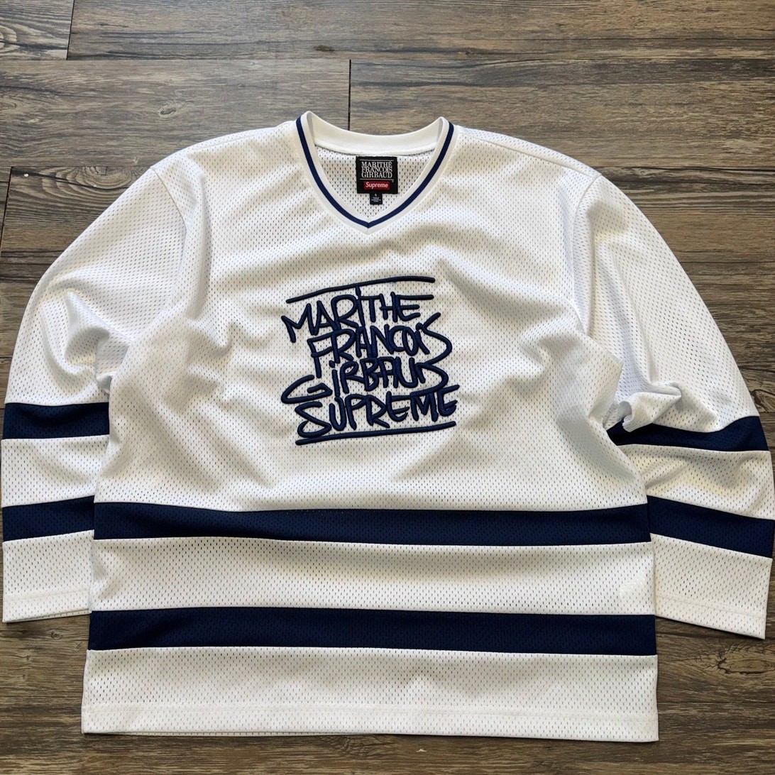 SUPREME X MARITHE FRANCIOS GIRBAUD STRIPED HOCKEY JERSEY (S)