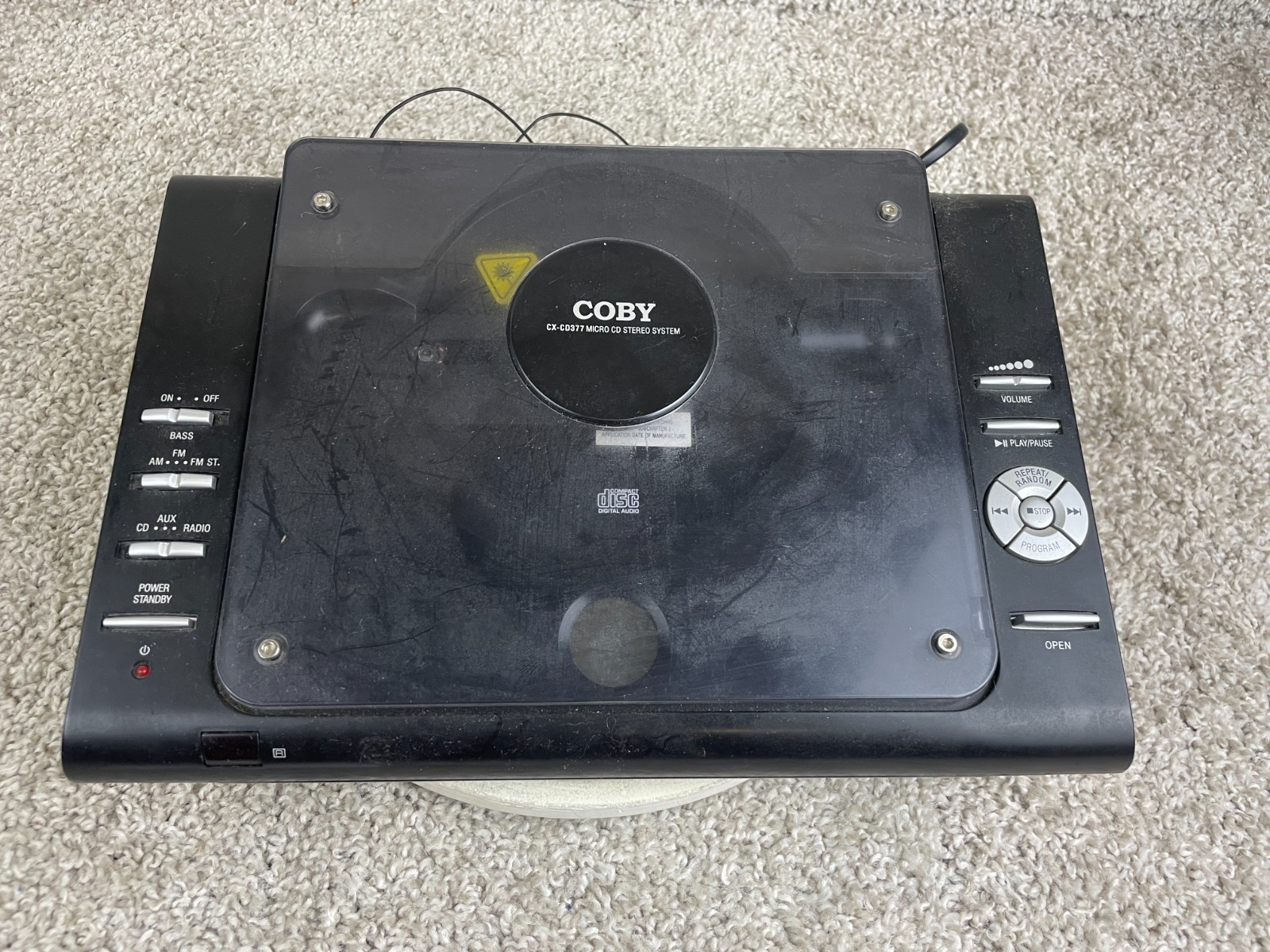 COBY CX-CD377 Micro CD Stereo System with AM/FM Tuner– Tested/Works COBY CX-CD377 Micro CD Stereo System with AM/FM Tuner– Tested/Works