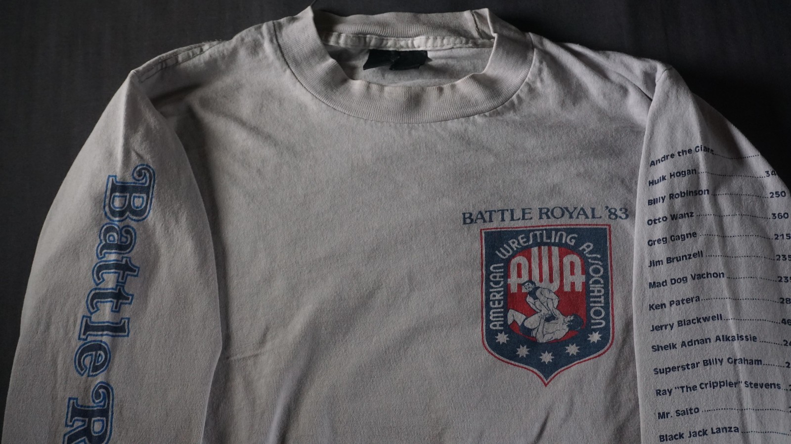 Vintage AWA Battle Royal '83 Shirt Mens Medium Gray Wrestling Hulk Hogan 80s
