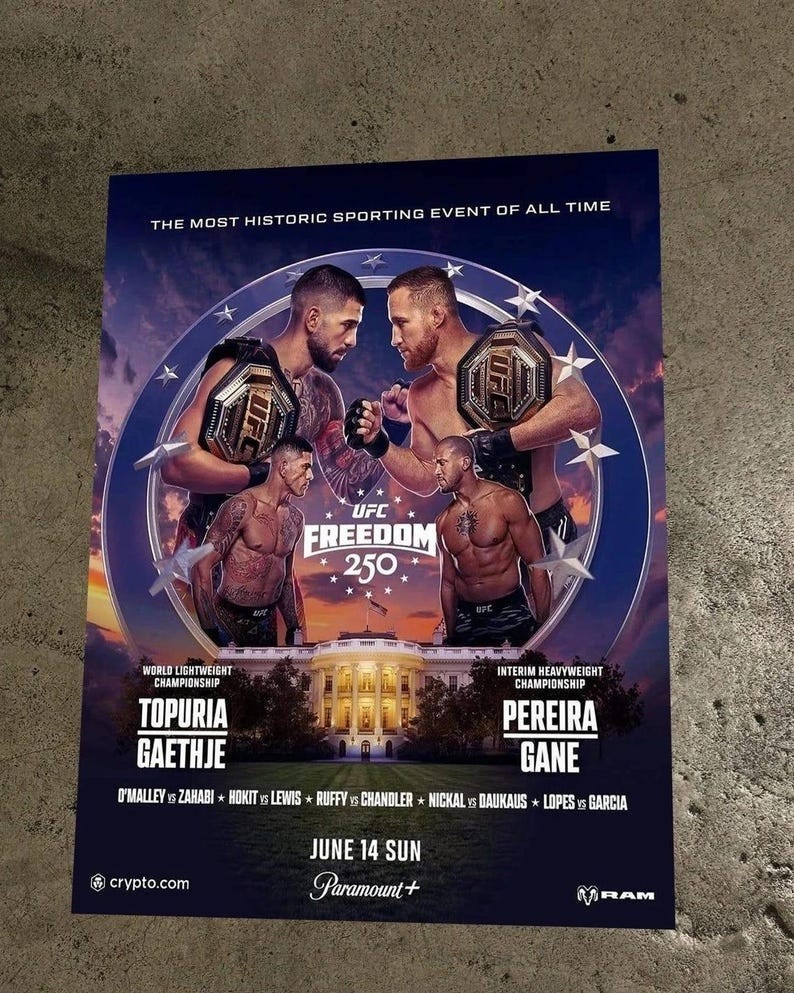 UFC Freedom 250 June 14 White House Championship Fight Event Poster UFC Freedom 250 June 14 White House Championship Fight Event Poster