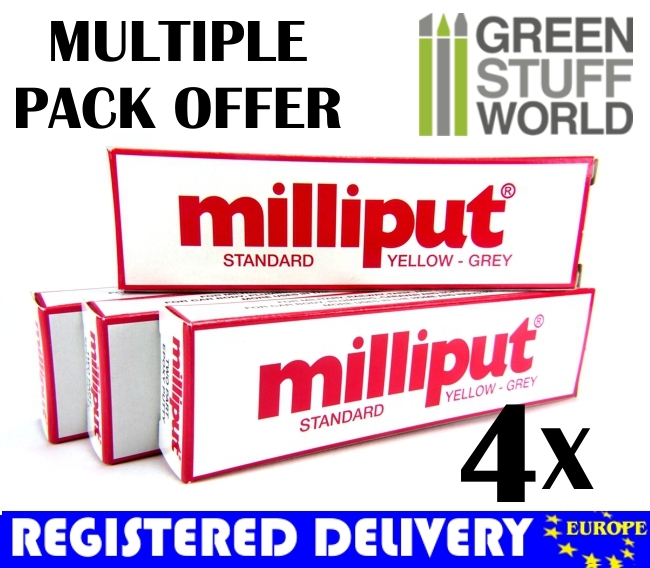 Milliput Yellow Grey (Standard) COMBOx4 packs Milliput Epoxy Putty