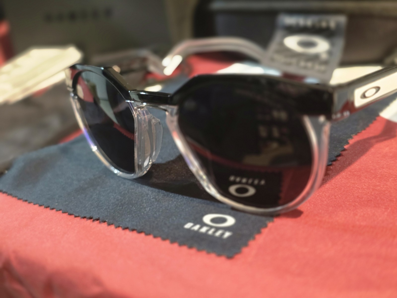 Oakley HSTN Sunglasses Clear/Grey Frame Prizm Black Lenses