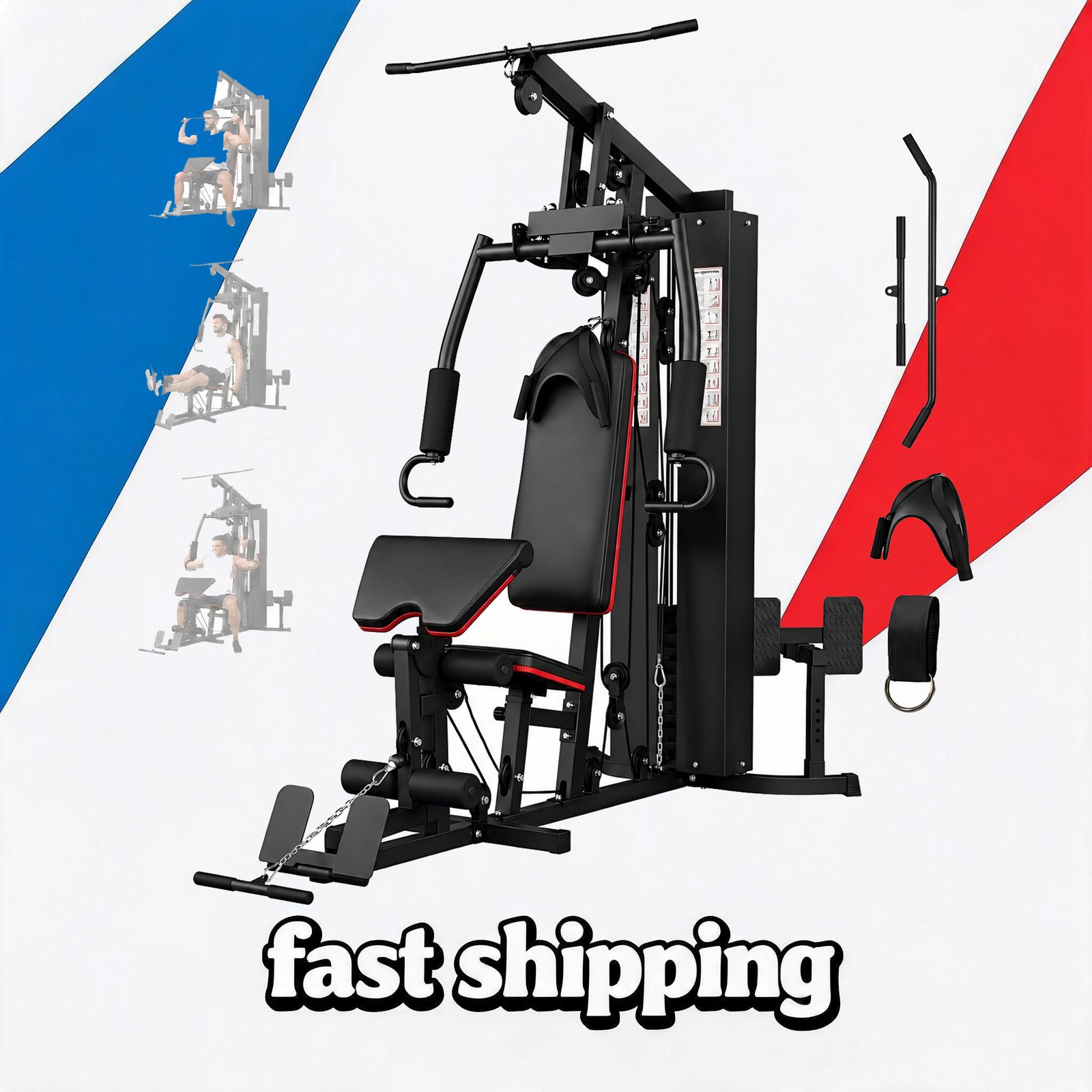 Home Gym Machine Multifunctional Full‑Body Workout Station with Weight Stack