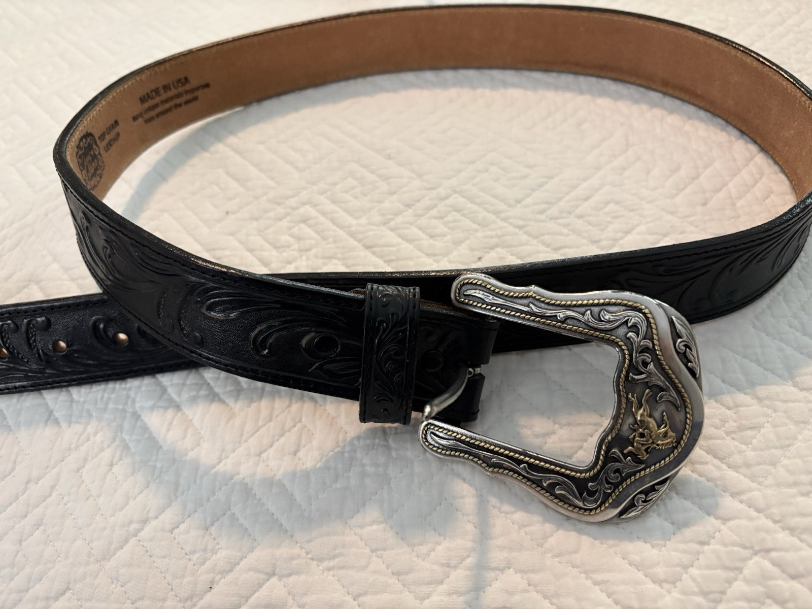 Vintage Tony Lama Black Leather Belt 42 C41513 Vintage Tony Lama Black Leather Belt 42 C41513